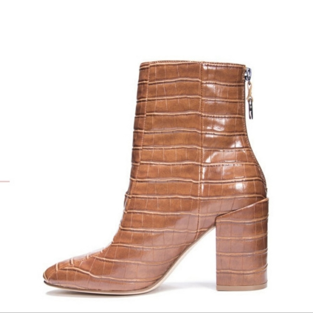 Chinese Laundry Katarina Cognac Faux Croc Boots Size 10